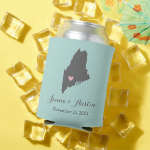 Rafraîchisseur Pour Canette Grey et Aqua Maine mariage Faveur peut refroidir