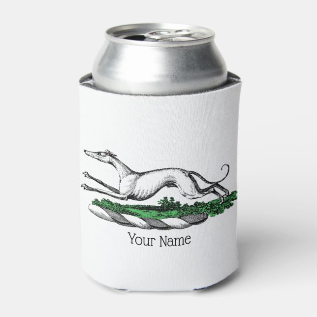 Rafraîchisseur Pour Canette Greyhound Whippet à la tête d'un emblème de crête  (Can devant)