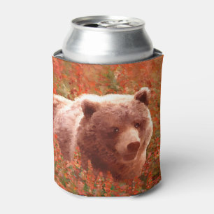Rafraîchisseur Pour Canette Grizzly Bear Cub dans Fireweed Peinture Art de la
