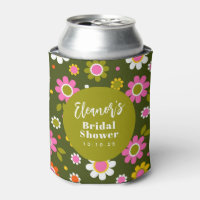 Groovy Rétro Fleurs Vert Olive Lavage de Mariée de