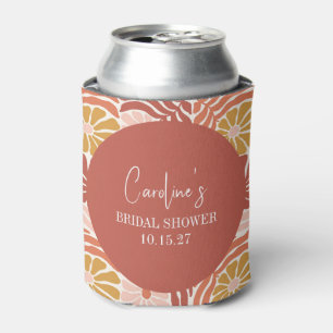 Rafraîchisseur Pour Canette Groovy Rétro Rose Rouille Floral Mariage Personnal