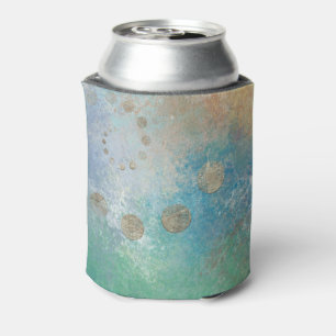 Rafraîchisseur Pour Canette Grunge Côtière Aquarelle bleu et vert or