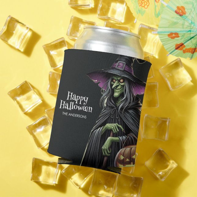 Rafraîchisseur Pour Canette Halloween à thème de sorcière noire (Été in situ)