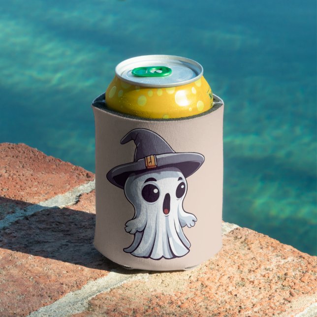 Rafraîchisseur Pour Canette Halloween : fantôme avec chapeau (Piscine in situ)