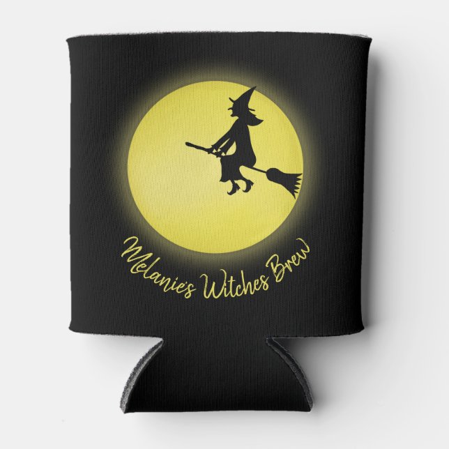 Rafraîchisseur Pour Canette Halloween Flying Witch Pleine lune Whimsical (Devant)