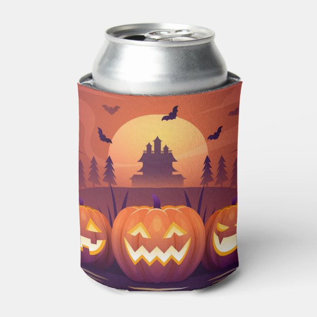 Rafraîchisseur Pour Canette Halloween Haunted House et Jack-O Lanterns (Can devant)
