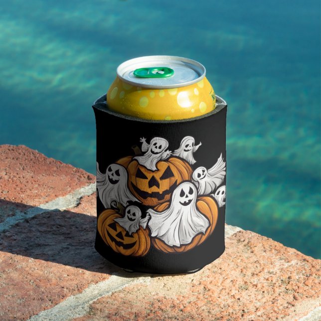 Rafraîchisseur Pour Canette Halloween : Petits fantômes avec citrouilles -  (Piscine in situ)