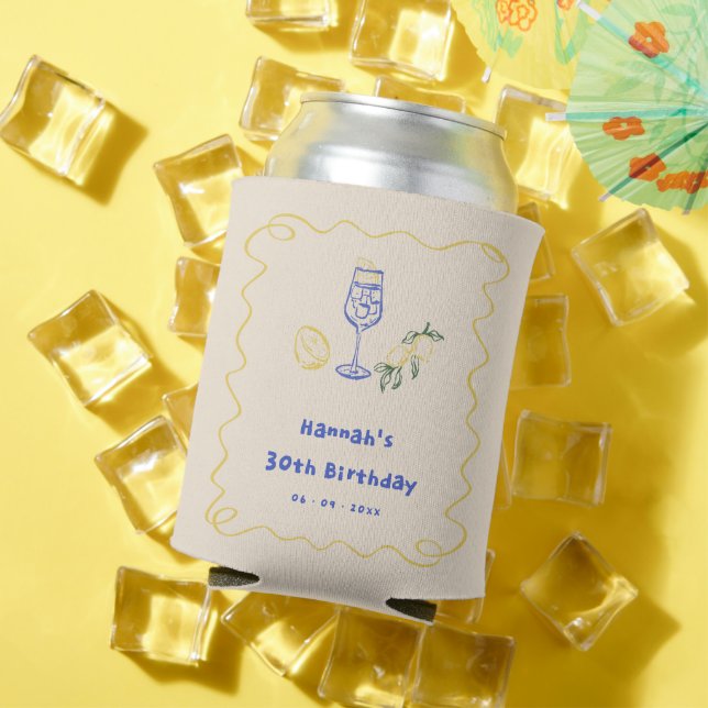 Rafraîchisseur Pour Canette Hand Drawn Summer Adult 30th Birthday (Été in situ)