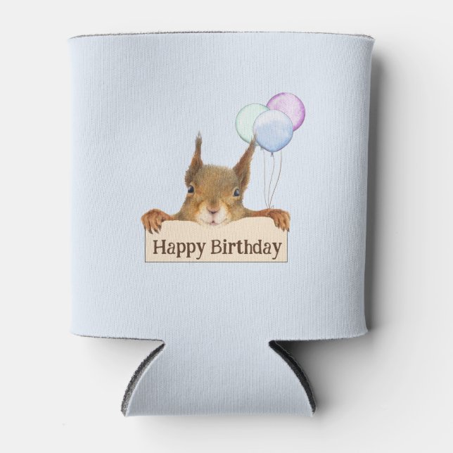 Rafraîchisseur Pour Canette Happy Birthday Personalized Squirrel Balloon  (Devant)