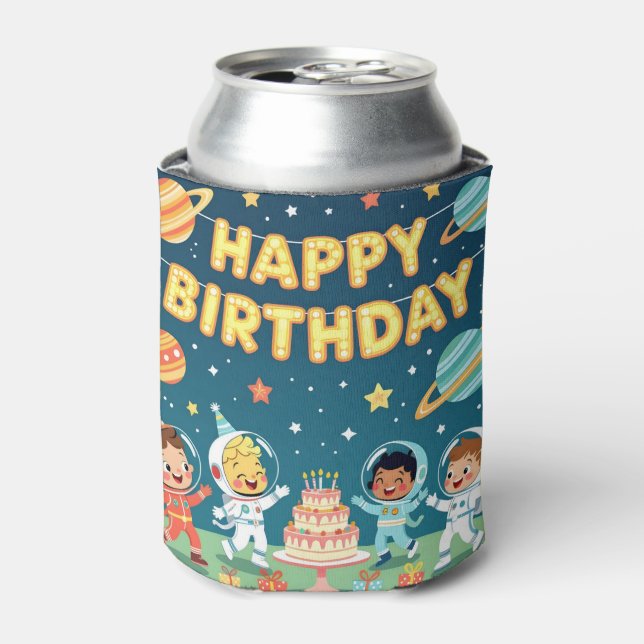 Rafraîchisseur Pour Canette Happy birthday space theme (Can devant)