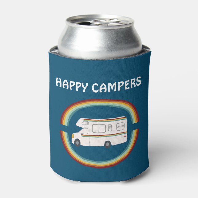 Rafraîchisseur Pour Canette Happy Campers Rainbows Whimsical Motorhome RVing (Can devant)