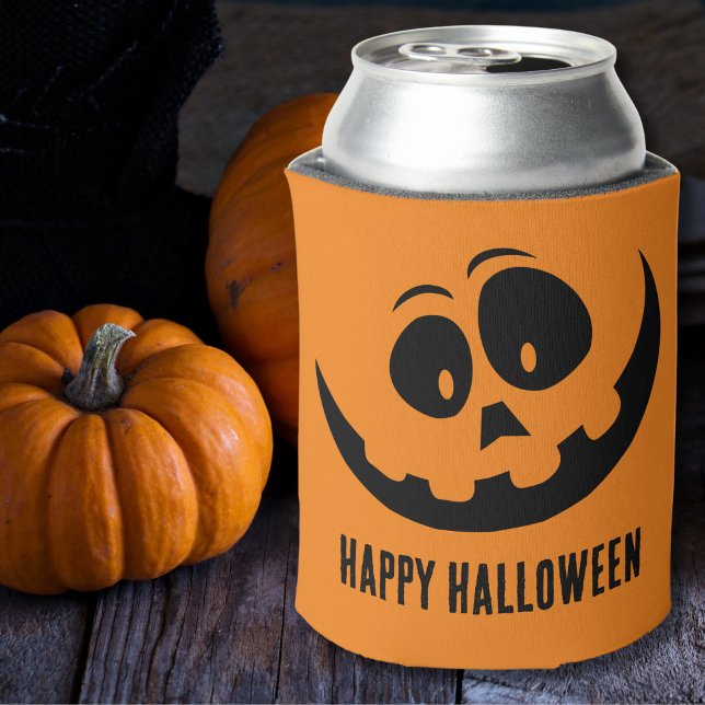 Rafraîchisseur Pour Canette Happy Halloween Jack-o'-lantern (Cute Pumpkin Face Jack O Lantern Happy Halloween Can Cooler)