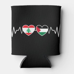 Rafraîchisseur Pour Canette Heartbeat Lebanon Palestine Unity drapeaux.
