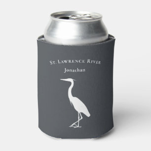 Rafraîchisseur Pour Canette Heron Egret silhouette texte personnalisé et nom