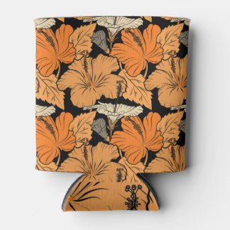Rafraîchisseur Pour Canette hibiscus beige orange, arrière - plan noir.