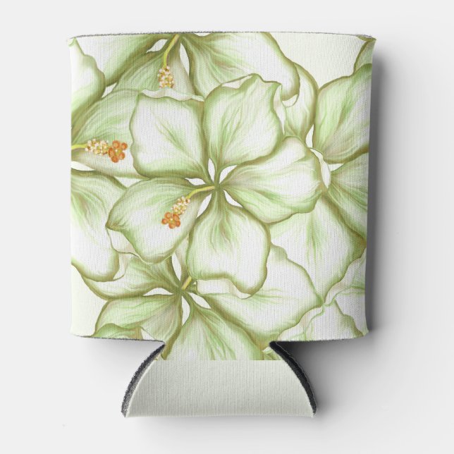 Rafraîchisseur Pour Canette Hibiscus & dentelle BLANC (Devant)