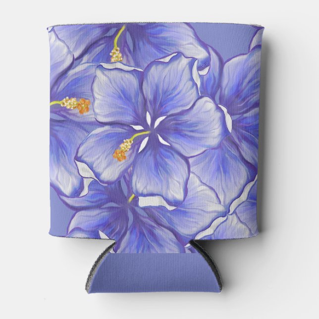 Rafraîchisseur Pour Canette Hibiscus & dentelle BLEU (Devant)