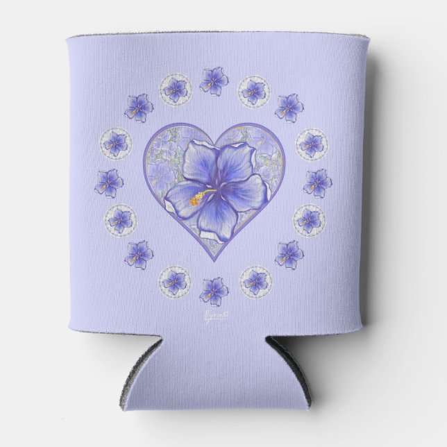 Rafraîchisseur Pour Canette Hibiscus & dentelle BLEU (Devant)