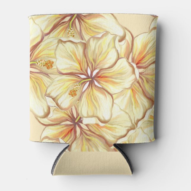 Rafraîchisseur Pour Canette Hibiscus & dentelle JAUNE (Devant)