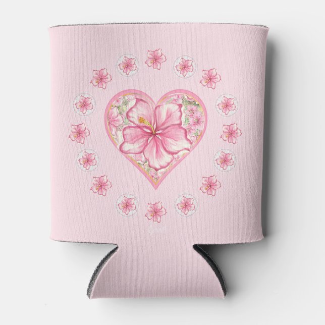Rafraîchisseur Pour Canette Hibiscus & dentelle PINK (Devant)