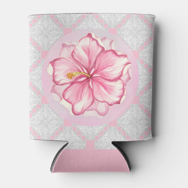 Rafraîchisseur Pour Canette Hibiscus & dentelle PINK (Devant)