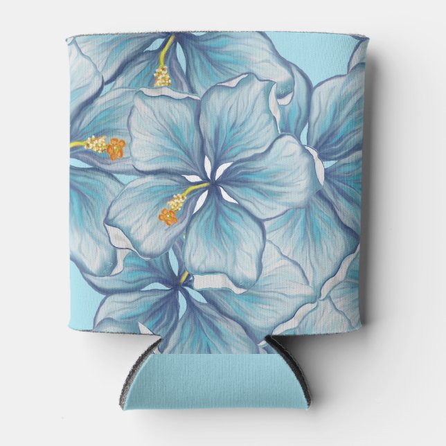 Rafraîchisseur Pour Canette Hibiscus & dentelle TURQUOISE (Devant)