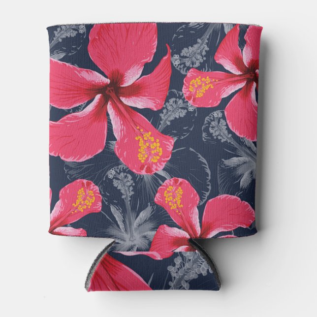 Rafraîchisseur Pour Canette Hibiscus Tropical Fleurs été Design (Devant)
