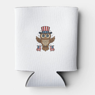 Rafraîchisseur Pour Canette Hibou patriotique Gravure vintage Graphique_1