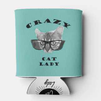 Rafraîchisseur Pour Canette Hipster Blue Popular Crazy Cat Lady Humour