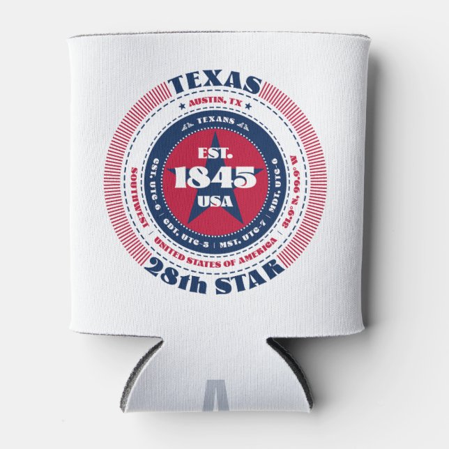 Rafraîchisseur Pour Canette Histoire de l'État du Texas et monogramme patrioti (Devant)