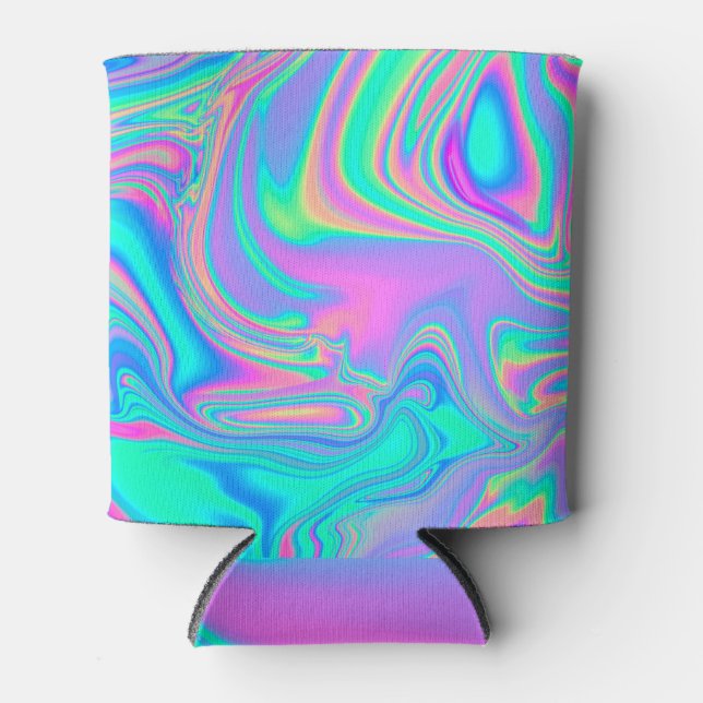 Rafraîchisseur Pour Canette Holographie Iridescente : Neon Marbled Texture (Devant)