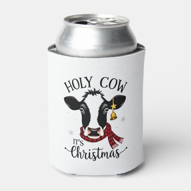Rafraîchisseur Pour Canette Holy Cow It's Christmas Funny Cow Lover Farm Anima (Can devant)