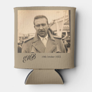 Rafraîchisseur Pour Canette Homme Anniversaire Élégant Monogramme Photo