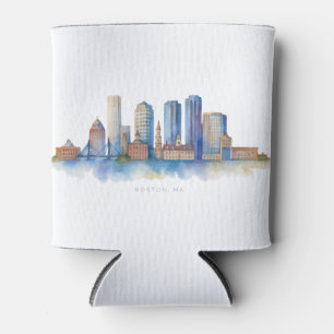 Rafraîchisseur Pour Canette Horizon de la ville de Boston à l'aquarelle Mode