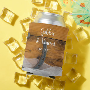 Rafraîchisseur Pour Canette Horseshoe and Veil Country Grange Mariage Favorise