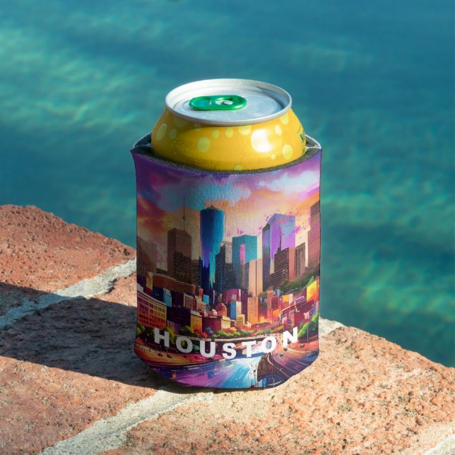 Rafraîchisseur Pour Canette Houston Skyline Abstrait Art (Piscine in situ)