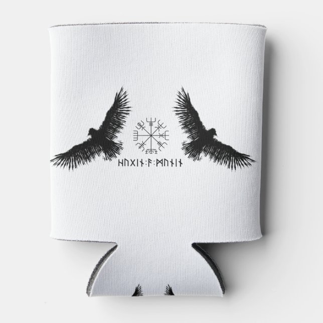 Rafraîchisseur Pour Canette Hugin & Munin | Vegvisir | Odins Raben | schwarz (Devant)