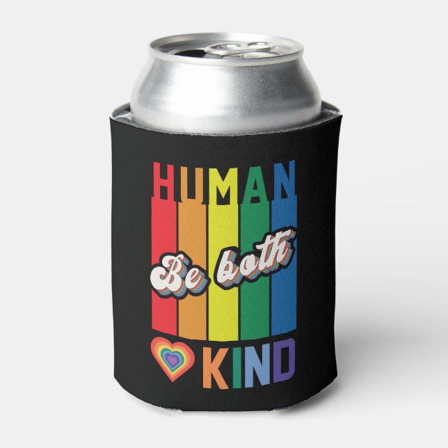 Rafraîchisseur Pour Canette Human | Be Kind | Rainbow | LGBTQ (Can devant)