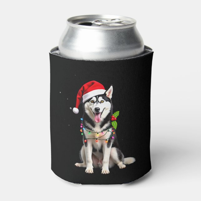 Rafraîchisseur Pour Canette Husky Dog Santa Hat Christmas Tree Xmas Gifts For  (Can devant)