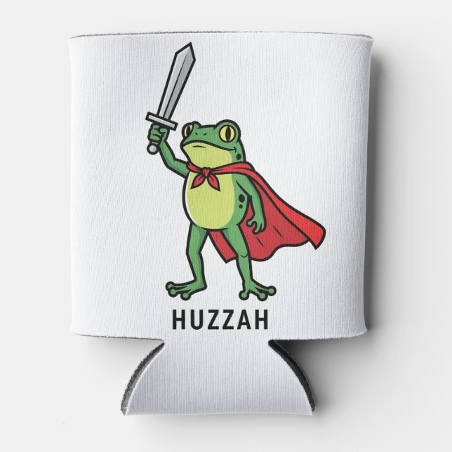 Rafraîchisseur Pour Canette Huzzah Frog Chevalier Drôle Citation mème épée (Devant)