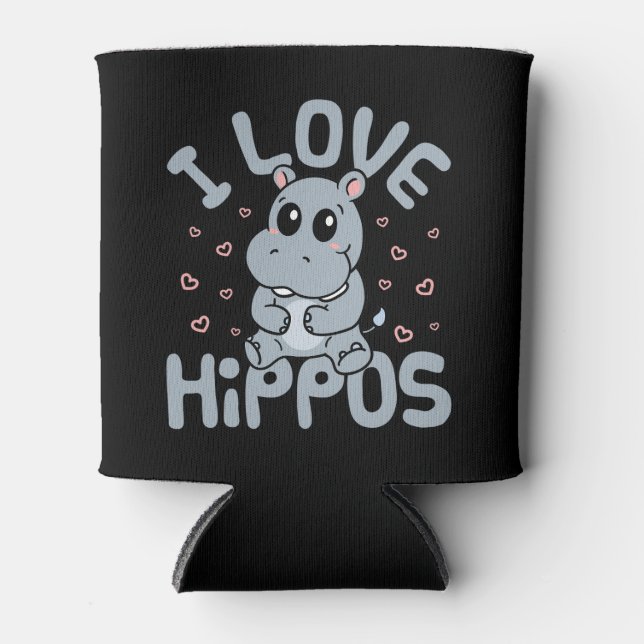 Rafraîchisseur Pour Canette I Love Hippopotamus mignon Hippopotamus Lover (Devant)