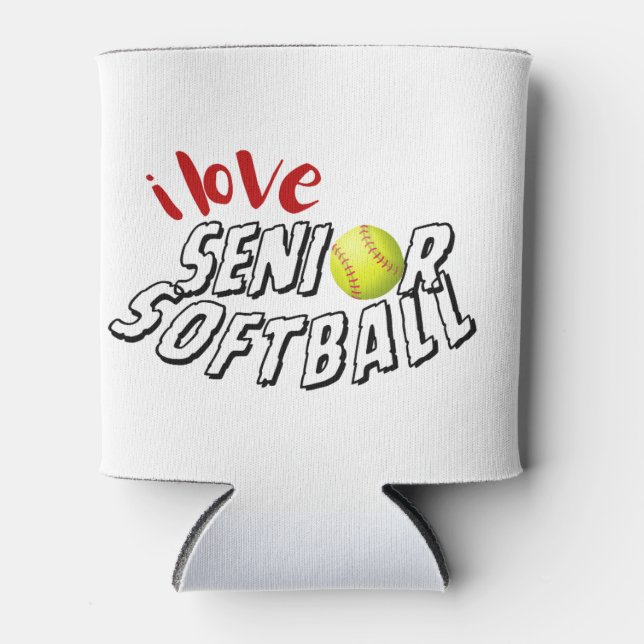 Rafraîchisseur Pour Canette I love senior softball can cooler (Devant)