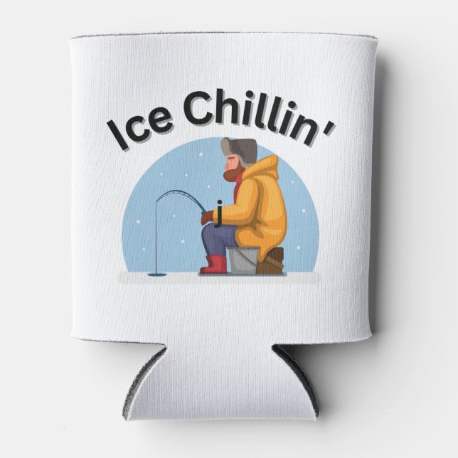 Rafraîchisseur Pour Canette Ice Chillin'. Pêcheurs, Extérieurs, Pêche Sur Glac (Devant)