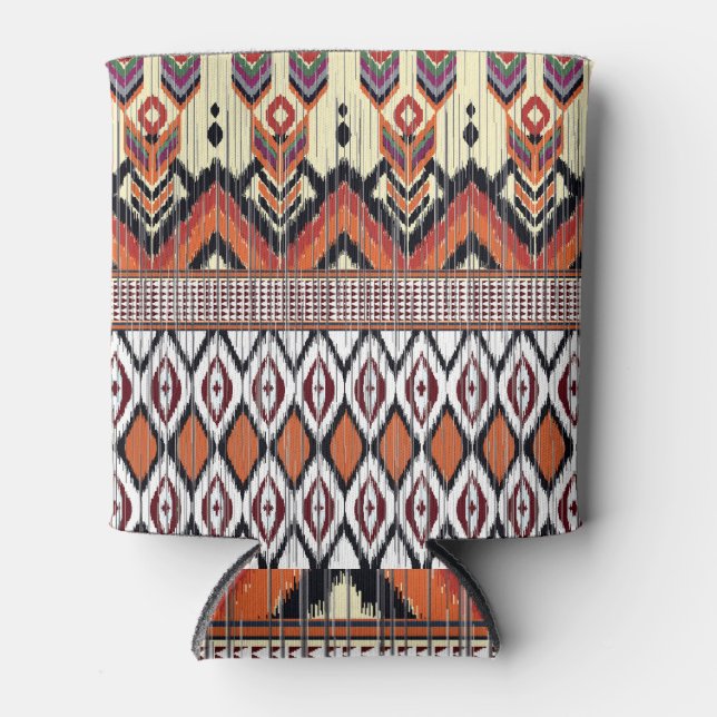 Rafraîchisseur Pour Canette Ikat motif : conception géométrique ethnique. (Devant)