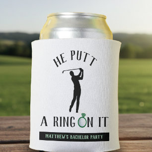Rafraîchisseur Pour Canette Il a mis une bague dessus Golf Bachelor Party Blan