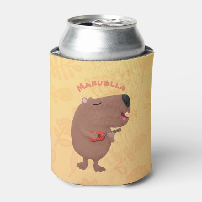 Rafraîchisseur Pour Canette Illustration de dessin animé de capybara ukulele (Can devant)