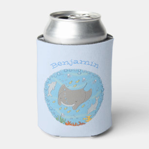 Rafraîchisseur Pour Canette Illustration de la vie marine de mignonne manta ra