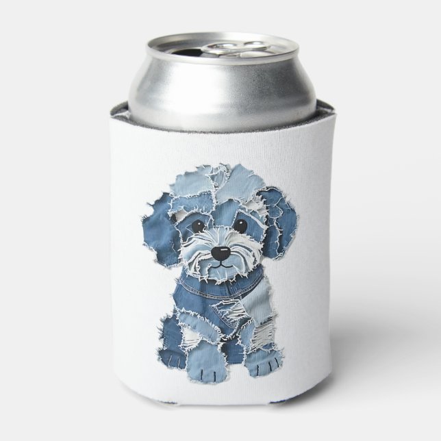 Rafraîchisseur Pour Canette Illustration du chien de la patchwork Denim mignon (Can devant)