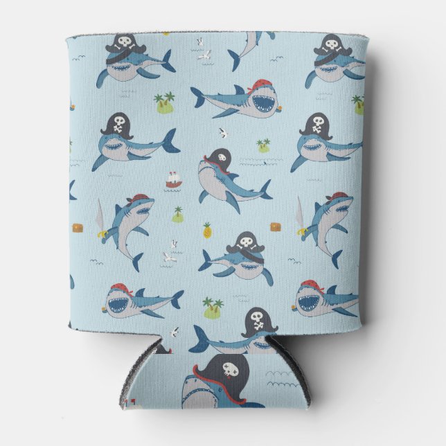 Rafraîchisseur Pour Canette Illustration du Doodle de requin pirate (Devant)