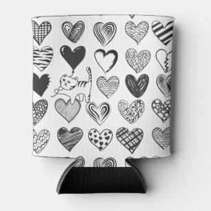 Rafraîchisseur Pour Canette Illustration mignonne de motif de chat et de coeur